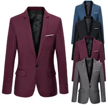 Chaqueta informal ajustada para hombre, Blazer Formal con un solo botón, abrigo, Tops (2)