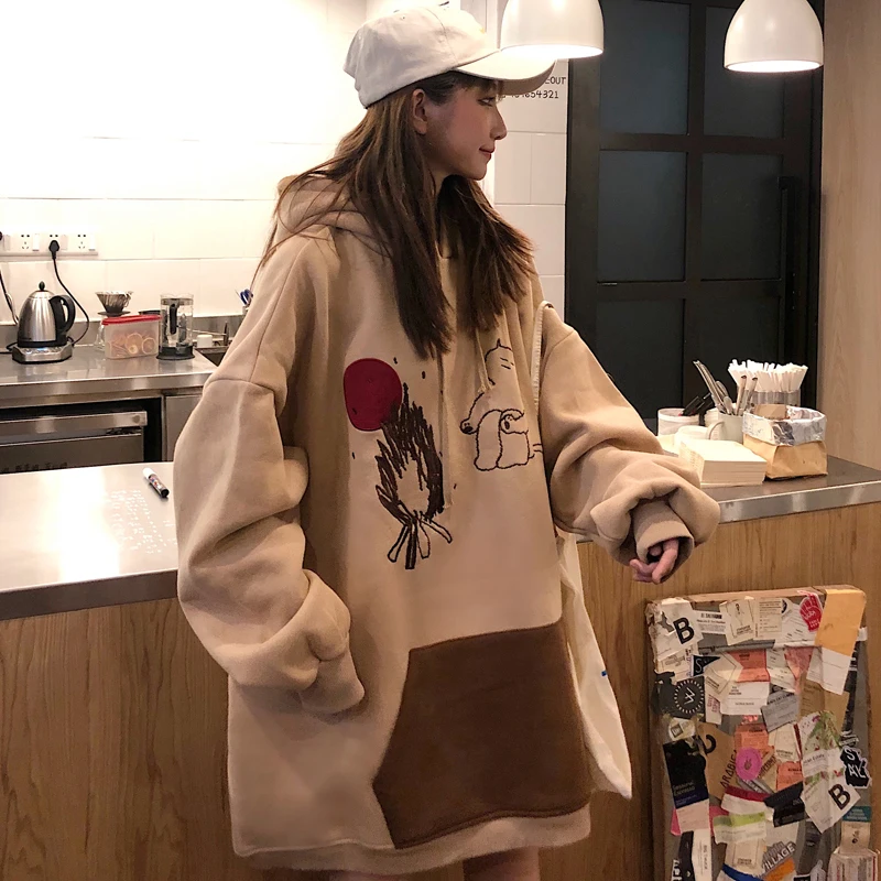 Женский свитер с капюшоном Waitmore осенне зимнее утепленное Свободное пальто в