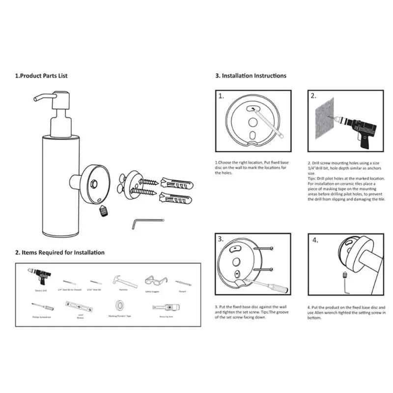 

200ml Wall Mounted Shower Bottle Pump Stainless Steel Shampoo Dispenser Black Dropshipping