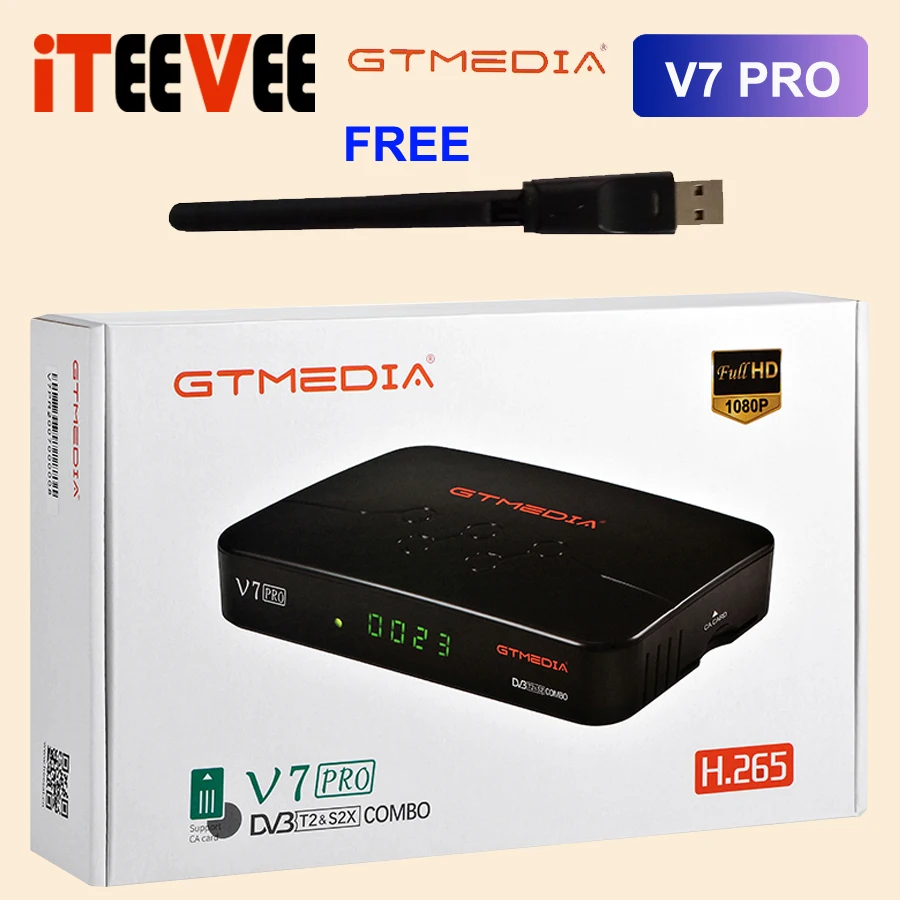 20PCS Satellite TV Receiver GTMEDIA V7 PRO H.265 DVB S2/T2 Combo TVBox Support USB Wifi Set Top Box Better Than GT MEDIA PLUS |