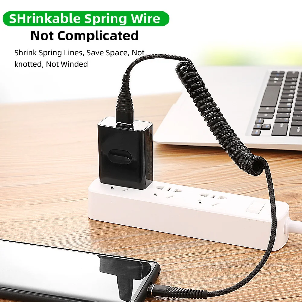 

Spring Micro USB Cable Type C Fast Charger For Samsung S8 S9 S7 Edge Car Retractable Data Cord For Huawei P30 lite Redmi note 7