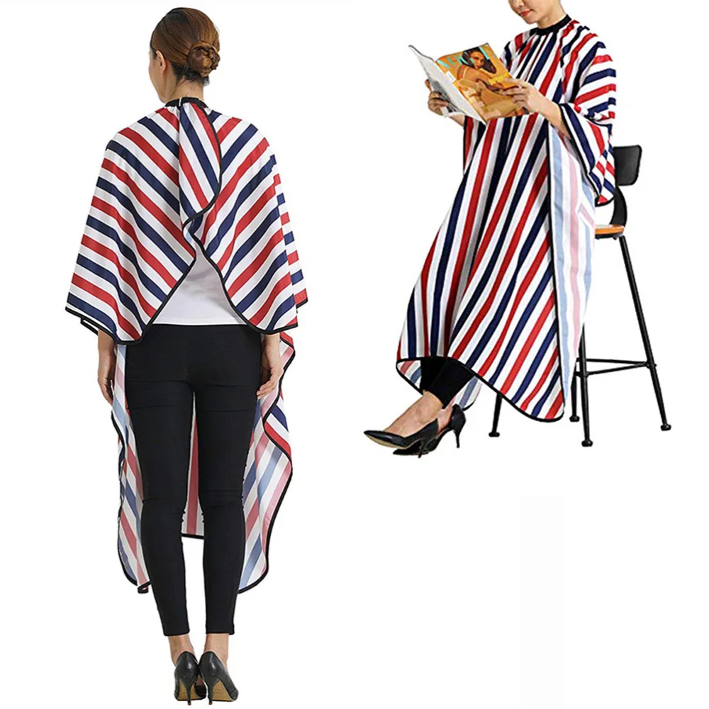 

1PC Barber Cape Stripe Pattern Professional Hair Cutting Cape Adjustable Hairdressing Cape
