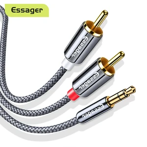 essager rca cable 3 5mm jack to 2 rca aux audio cable 3 5 mm male to 2rca adapter splitter for tv box home theater speaker wire free global shipping