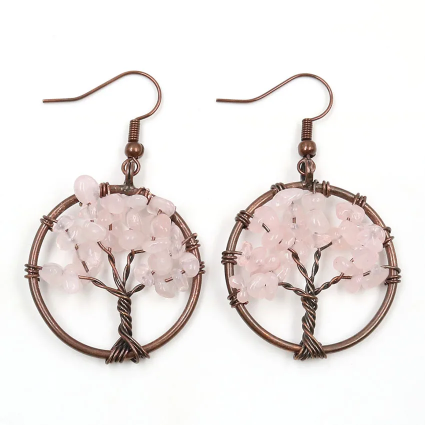 Серьги-подвески FYSL с медной проволокой и деревом жизни из Лабрадорита серьги для