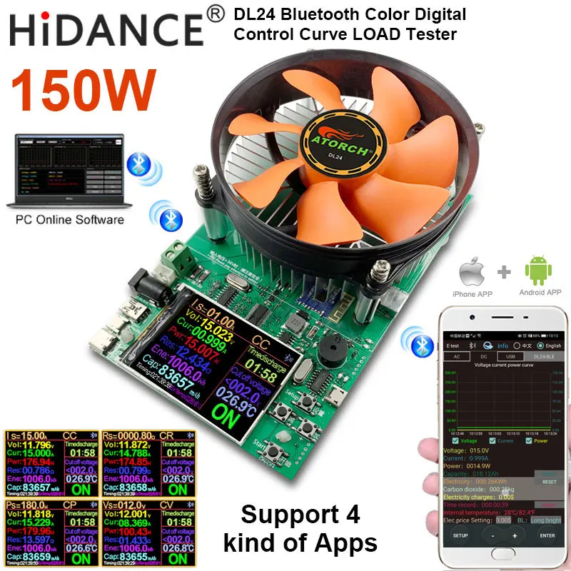 200V20A180W регулируемый постоянный ток электронная нагрузка батарея тестер usb dc 12V24V свинцово-кислотный литиевый разрядный измеритель емкости