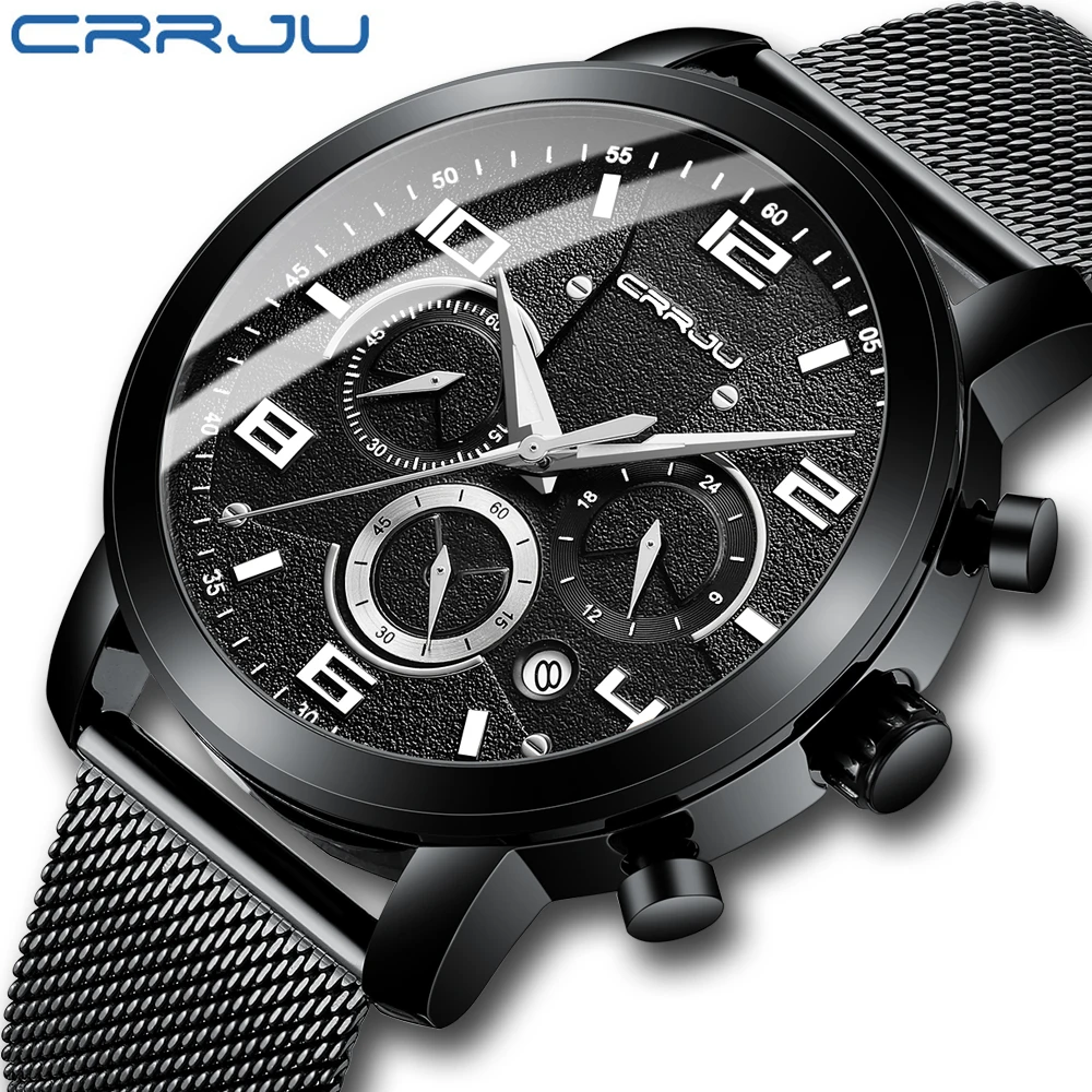 

CRRJU Brand 2021 New Outdoor Sports and Leisure Fashion High-end Electroplating Non-fading Multi-function Six-pin Men's Watch