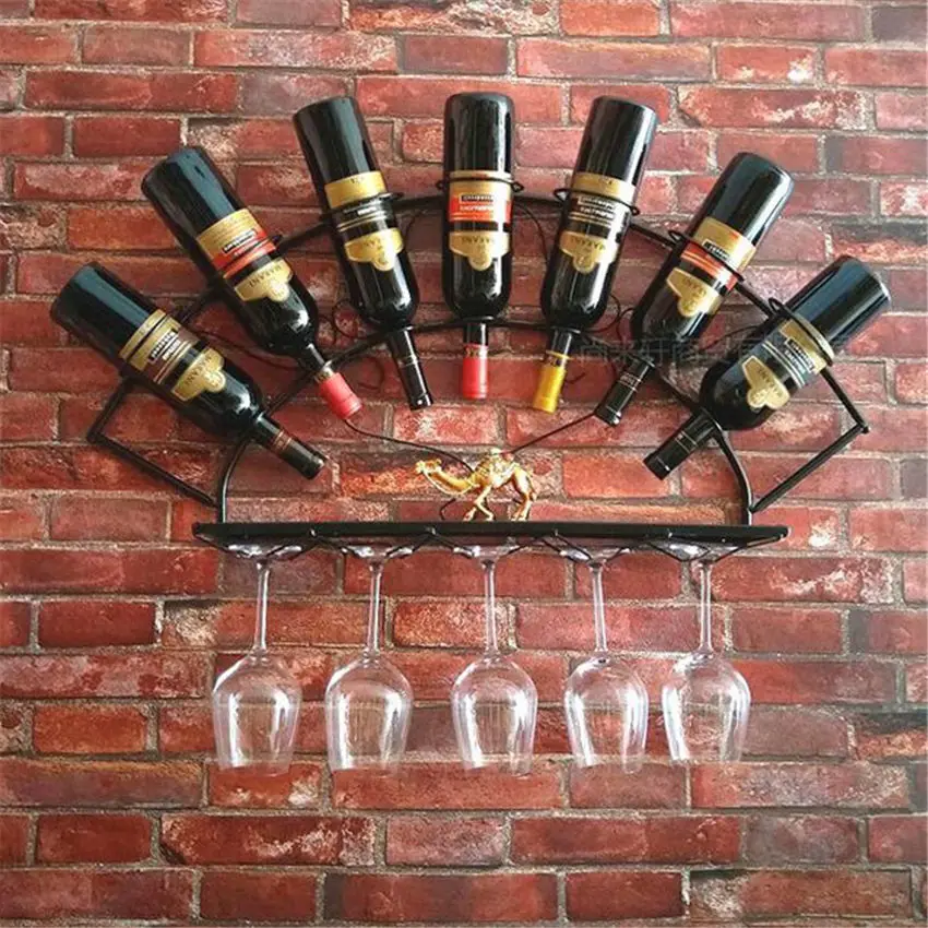 Европейская железная стойка для вина на стену креативная декоративная из