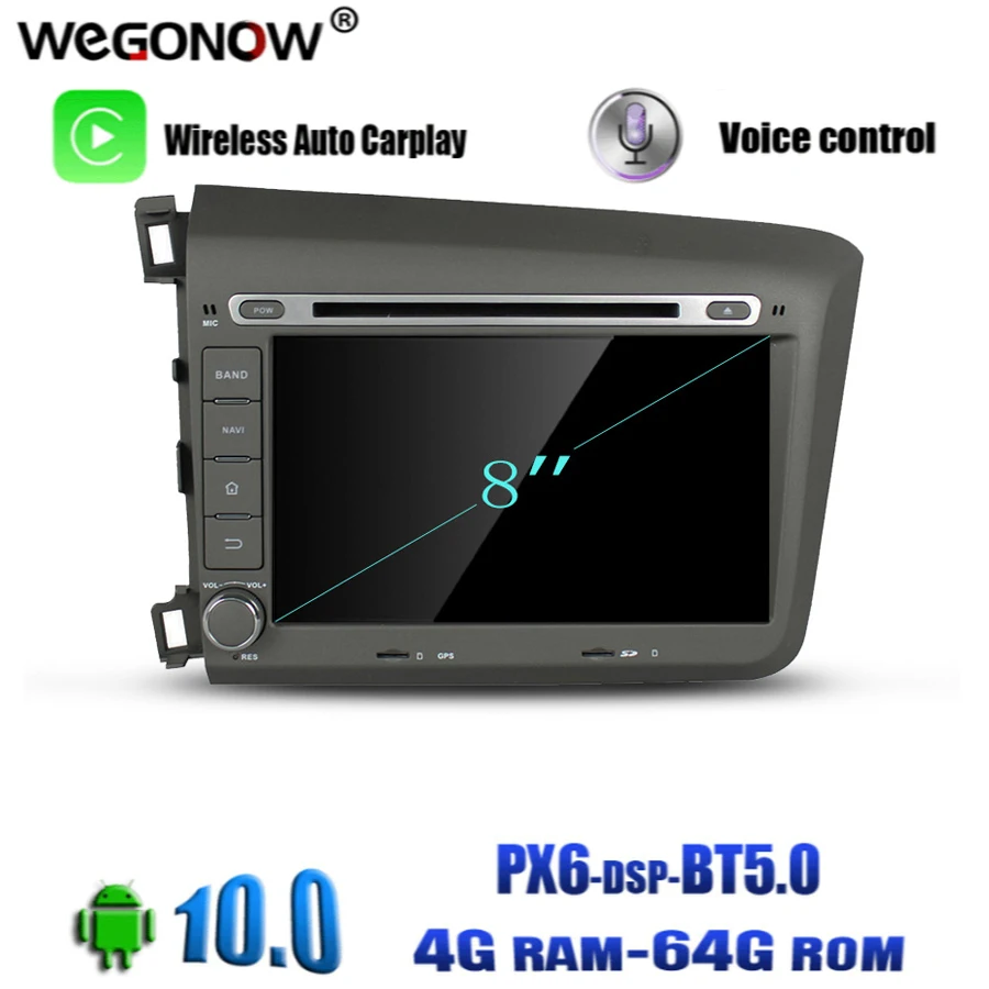 Автомобильный DVD плеер PX6 DSP TDA7851 Android 10 0 64 Гб ПЗУ Восьмиядерный процессор для Honda
