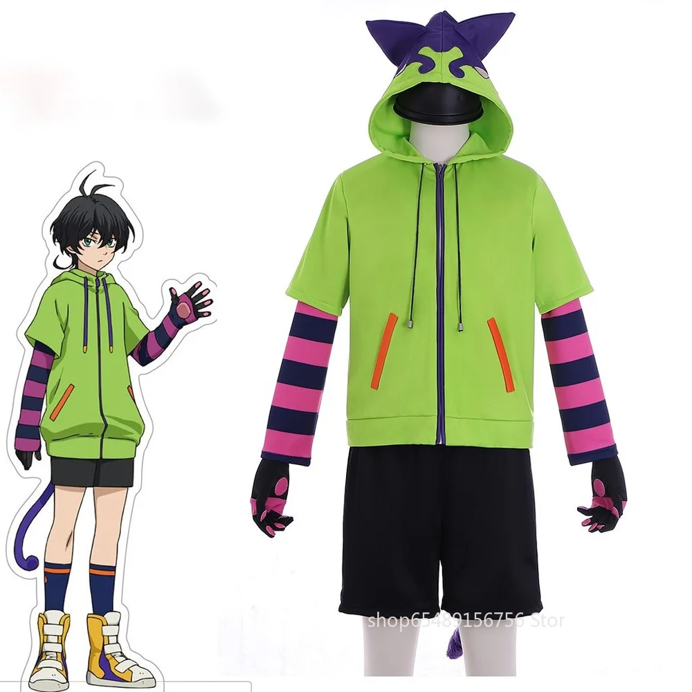 

Anime Sk8 The Infinity Cosplay Costumes Miya Chinen Cosplay Hooded Zipper Costume Short Wig Hoodie Jacket Tail Gloves Party Prop