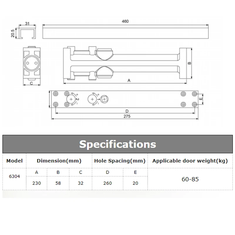 

Marie Concealed Door Closer Hydraulic Buffer Automatic Spring Positioning Closing For 60-85kg High-end Hotel Office Door Closers
