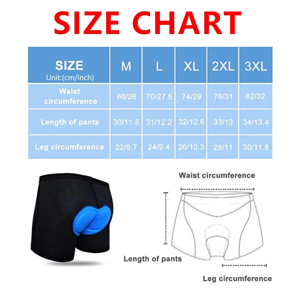 

Men Cycling Undershorts Padded Cycle Underwear 3D Padded Bicycle Shorts Anti-Slip Breathable Adsorbent for Men Black