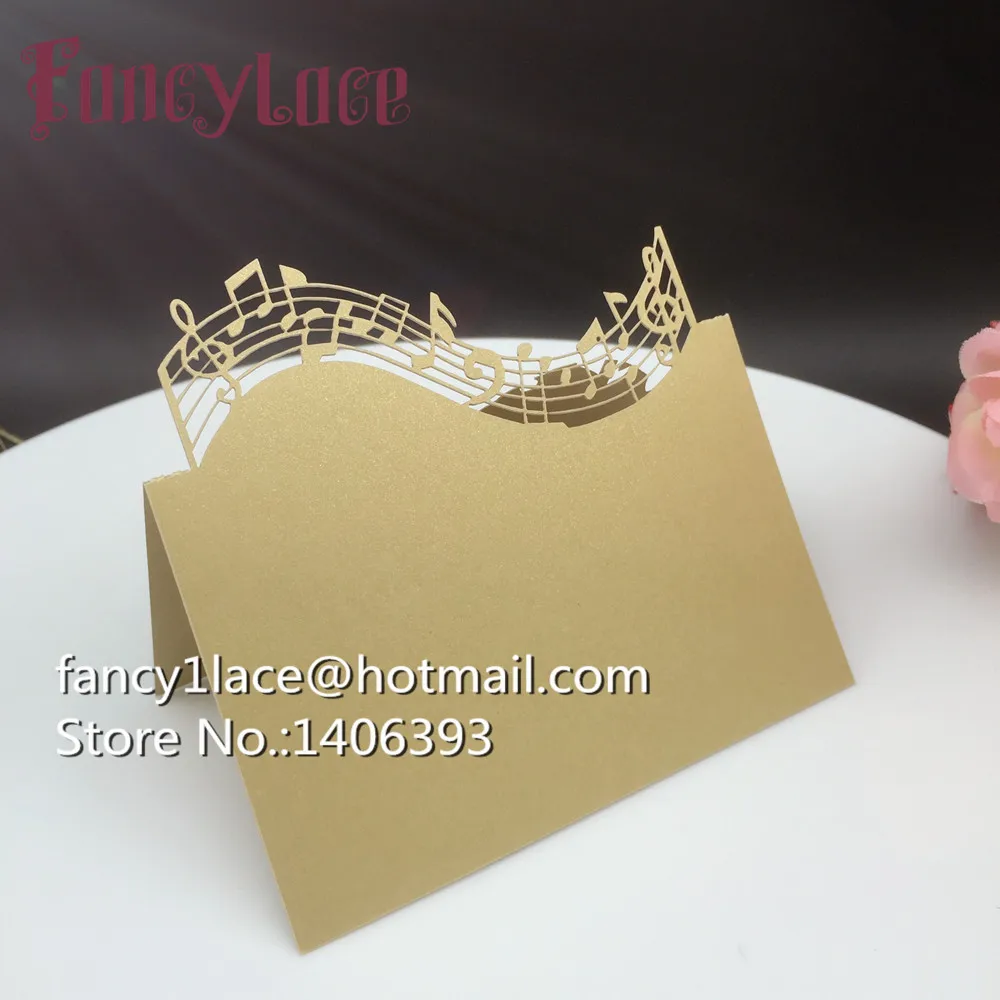 

Laser Cut Paper musical note Name Place Card Wedding Table Card Holder For Party Decor Table Number, Lace Invitation Card, 50pcs
