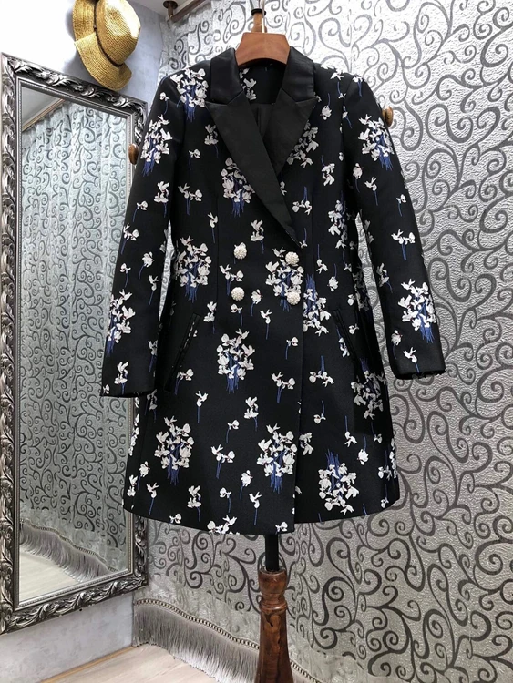 

Женское платье с длинным рукавом, платье с отложным воротником и цветочным узором, модель 2021 на весну и лето, 313