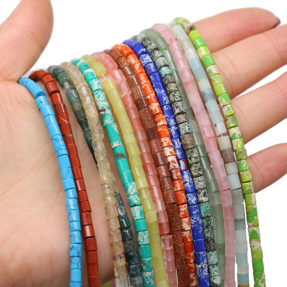 

Many Kinds of AAA 100% Natural Stone Beads Cylindrical Loose Beads for Jewelry Making Necklace DIY Bracelet Accessories 4x4mm