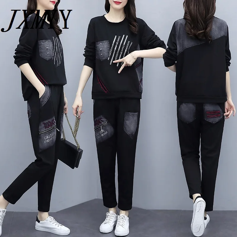 JXMYY модный телефон Свободный Повседневный Удобный джинсовый женский костюм