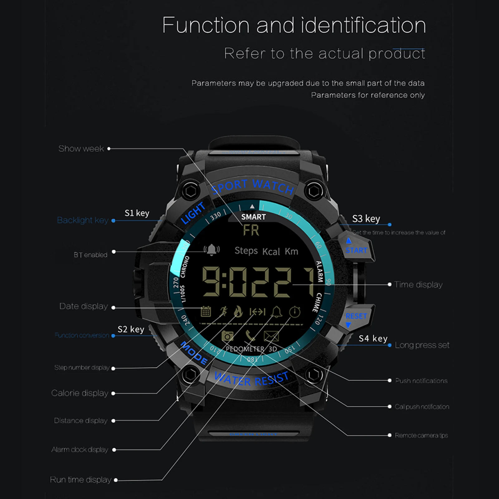LOKMAT MK16 спортивные умные часы Bluetooth цифровые мужские Шагомер IP68 Водонепроницаемые