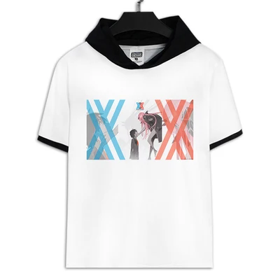 05 Футболка DARLING in the FRANXX, короткий рукав, с капюшоном, футболки 002, аниме, повседневные, летние, Zero Two, футболки для косплея для женщин и мужчин - Цвет: 05