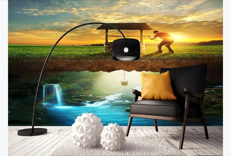 3D лес обои фрески Водопад дизайн настенные Гостиная Спальня HD пейзажа материал
