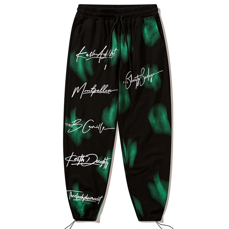 

Men Letter Tie Dye Print Jogger Harajuku Elastic Waist Trousers Sweatpants Unisex Retro Oversize 100%Cotton Baggy Cozy Jogger