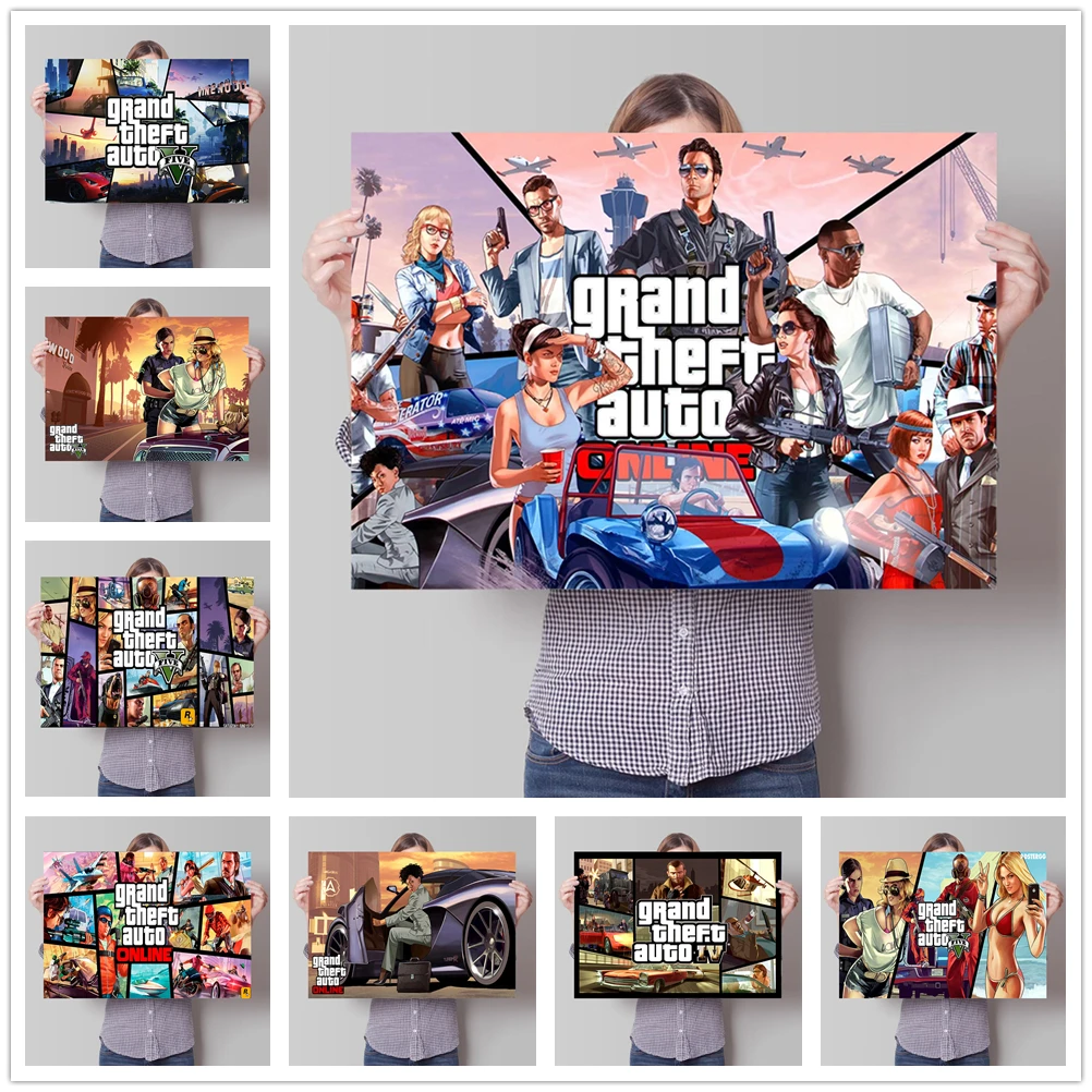 Видеоигра GTA 5 Grand Auto постер настенное искусство картина качественная Картина на