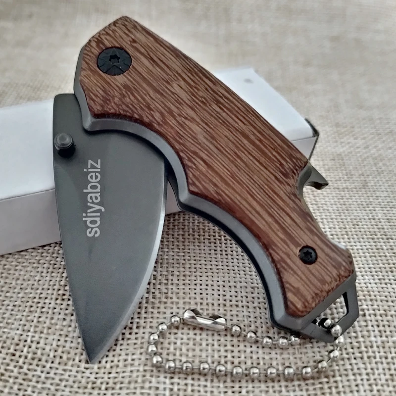 Hot Tactical Folding knives MINI Titanium Knife Wood Handle Survival Pocket Small Camping Knives Tools | Инструменты