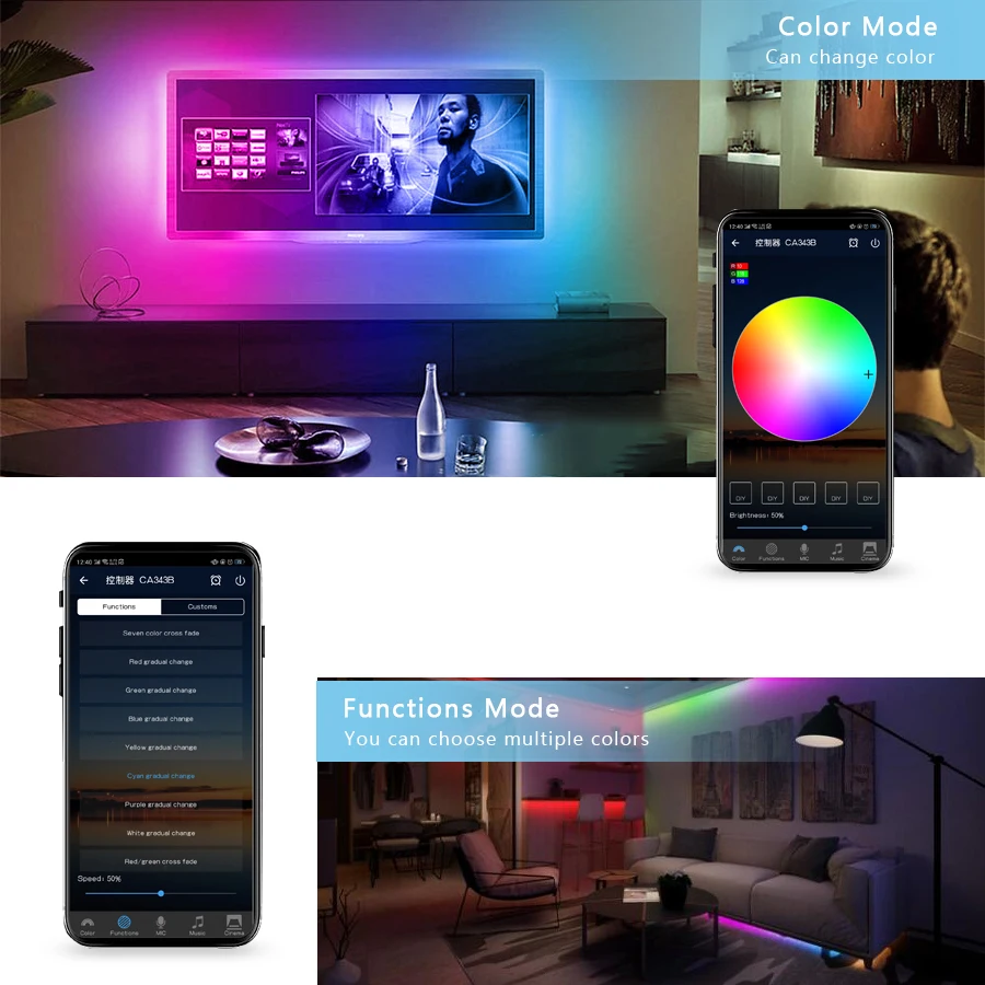 Умный дом WI-FI дистанционного Светодиодные ленты DC12V RGB SMD 5050 2835 ленточный