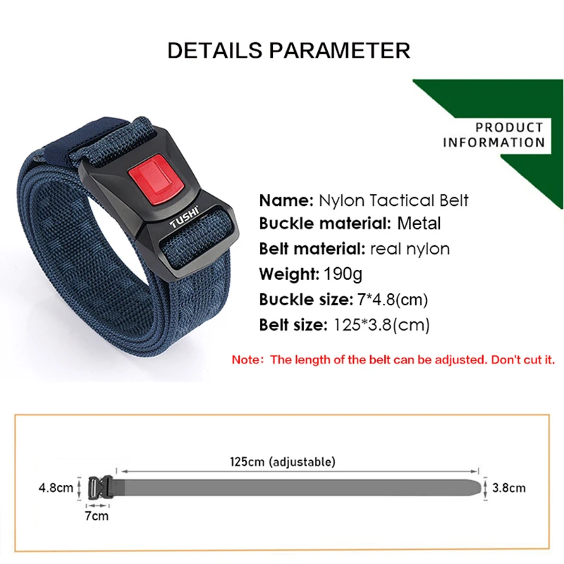 

Tactical Belt Men Military Army Training Hunting Belt Hard Metal Quick Release Buckle Soft Real Nylon Waist Belt Outdoor
