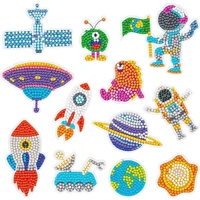 12pcs outer space 5d diamond painting stickers space diy full drill easy diamond painting kit for kids astronaut mosaic sticker