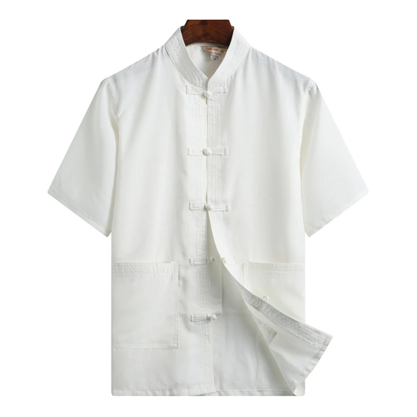 

Traditional Chinese Clothing Set Man Oriental 2 Pieces Tai Chi Kung Fu Uniforms Short Sleeve Linen Casual Chinese Costumes