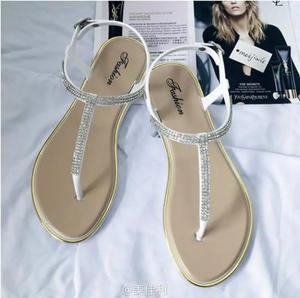 Женские сандалии на плоской подошве в богемном стиле повседневные пляжные