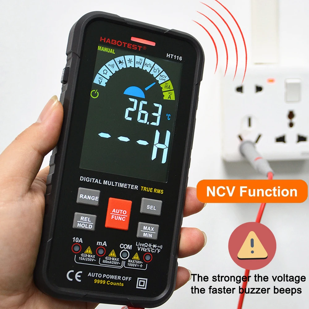 Цифровой мультиметр 9999 отсчетов умный Многофункциональный Вольтметр с