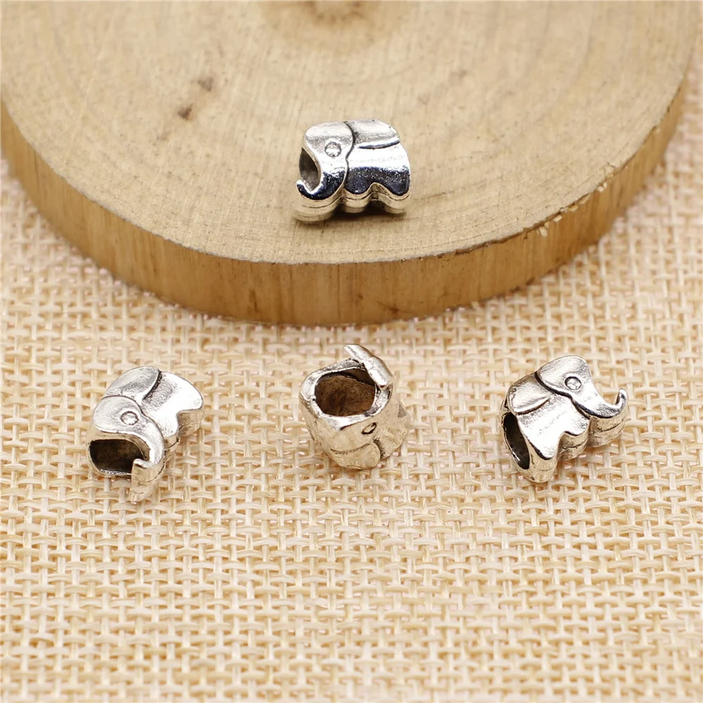

43pcs 11x8mm antique silver Baby elephant big beads charms diy retro jewelry fit Earring keychain hair card pendant