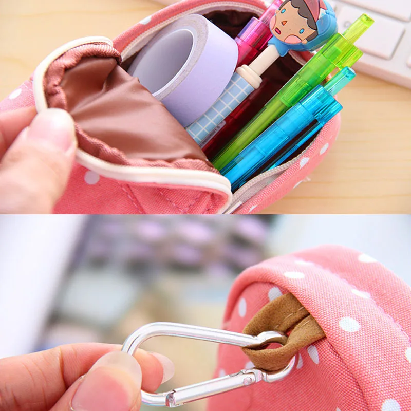 Милый вместительный рюкзак в горошек чехол для карандашей холщовый на молнии