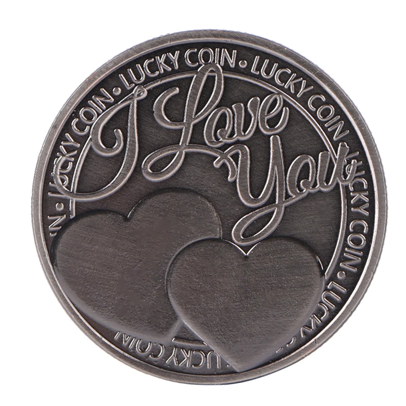 

Памятная монета Love You, двойное сердце, счастливая романтика, коллекция пар, платформа, винтажный сплав, подвеска, ожерелье