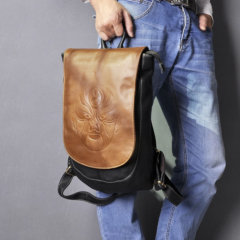 Модный дизайнерский повседневный мужской рюкзак из натуральной кожи для