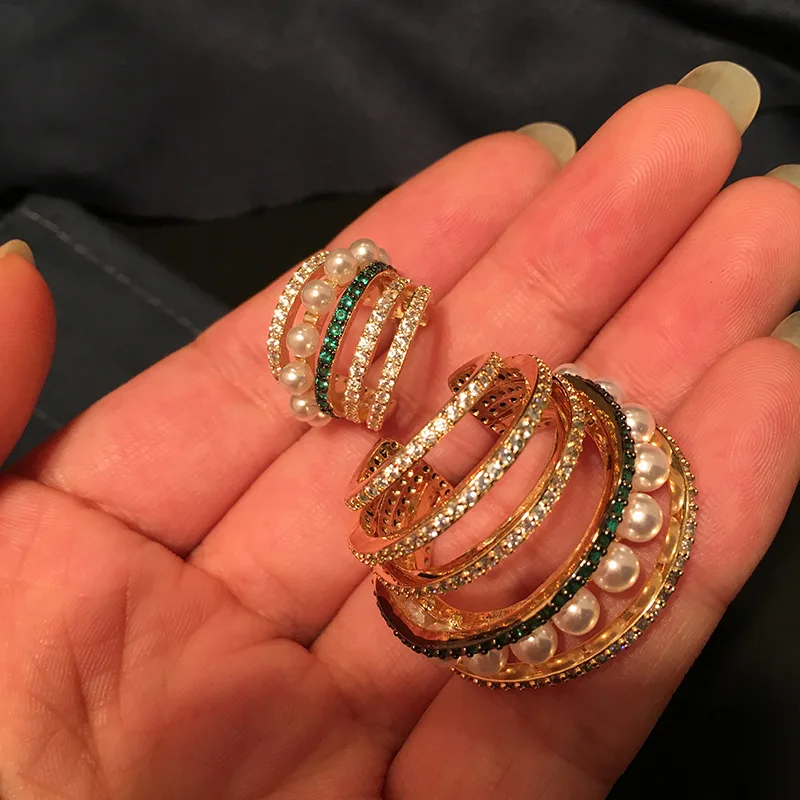 Женские жемчужные серьги гвоздики Queen Lotus цветные с фианитом AAA модное украшение