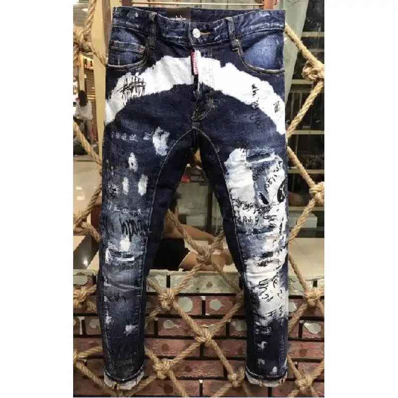 2020 новые мужские рваные джинсы для скинни DSQ джинсовые штаны на молнии верхняя