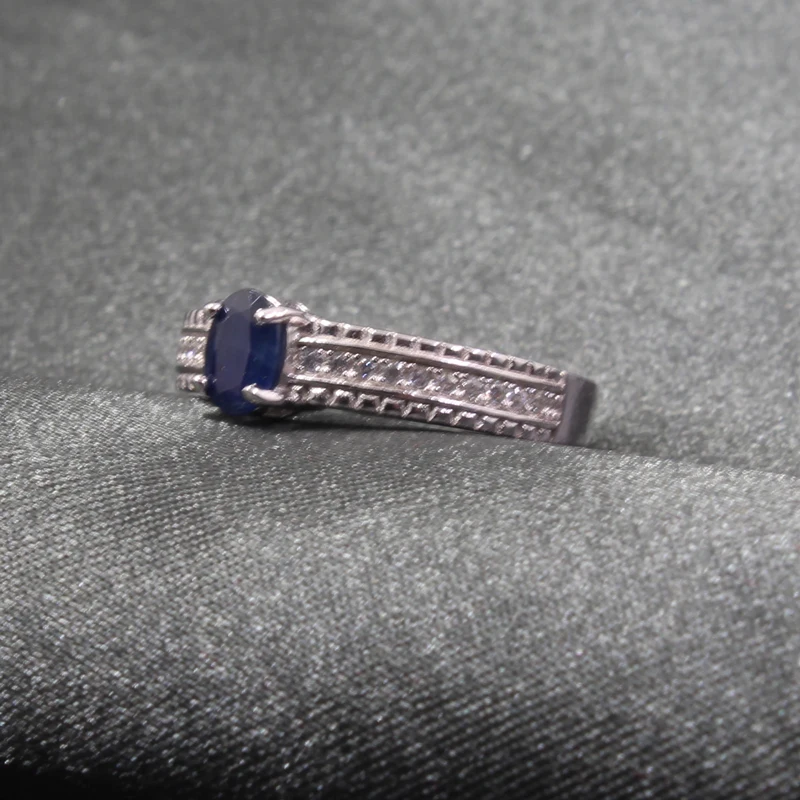 Классическое серебро сапфировое обручальное кольцо пробы для женщин 0 5 Ct 4 Х6 мм