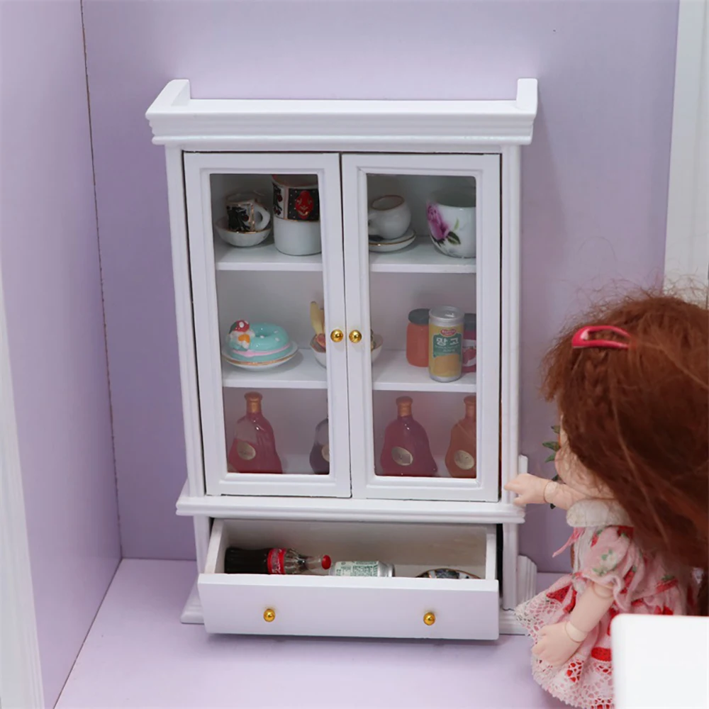 

Миниатюрные аксессуары для кукольного домика 1/12, миниатюрный двойной шкаф, имитация книжного шкафа, модель мебели для украшения кукольного...