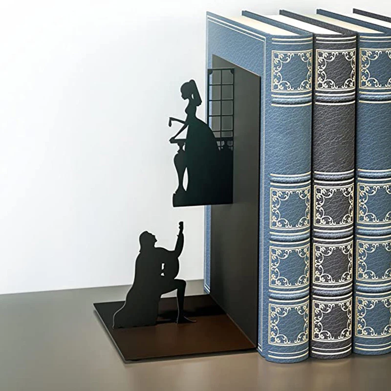 

Simple Modern Decorative Book Ends Iron Art Black Metal Bookends for Collecting CD Albums Magazines Heavy Books MJJ88