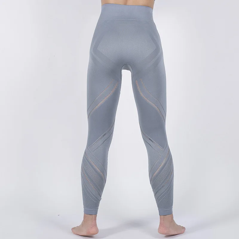 

SVOKOR Women's Leggings Solid Color High Waist Striped Fitness Leggings Autumn Hollow Breathable Leggings Women