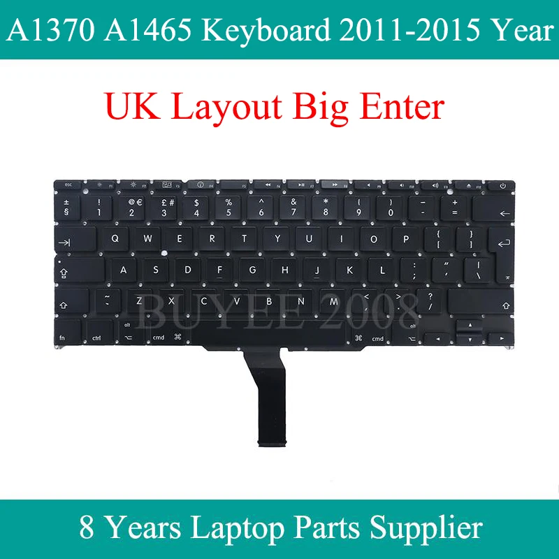 

11.6‘’ Laptop Keyboard Big Enter For Macbook Air A1465 A1370 UK Keyboard English 2011-2015 Year Replacement Tested Working