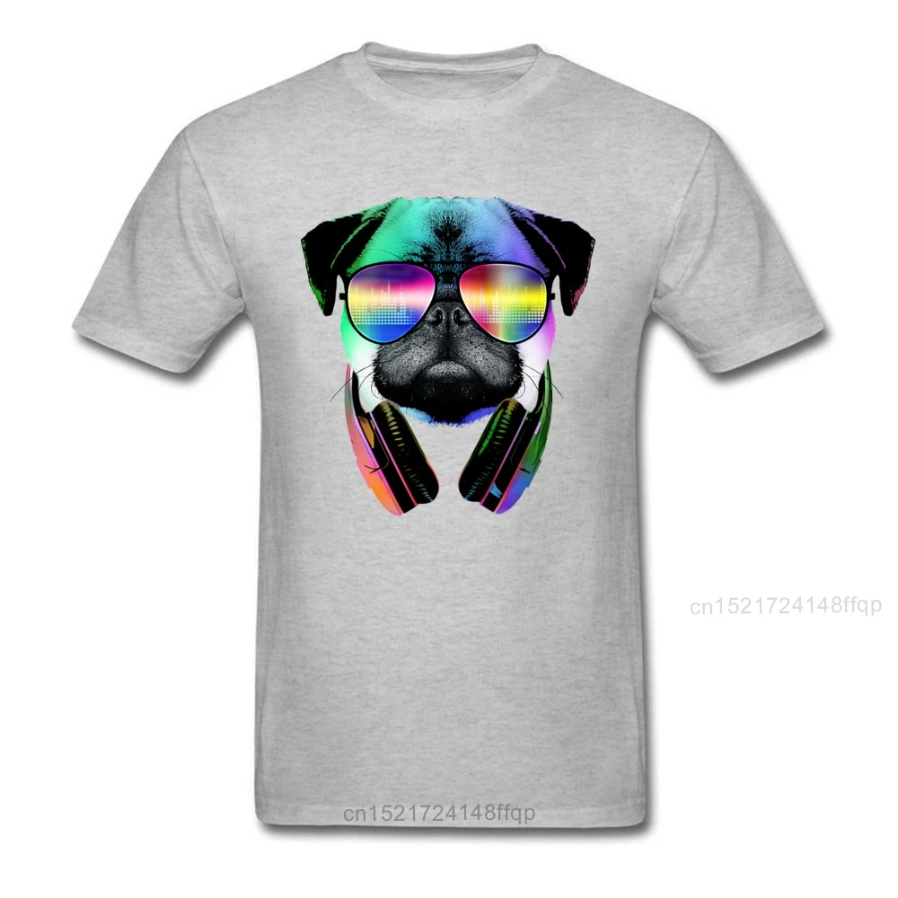 Любовь Музыка Мопс Футболка мужская черная одежда Красочные Топы хипстерская