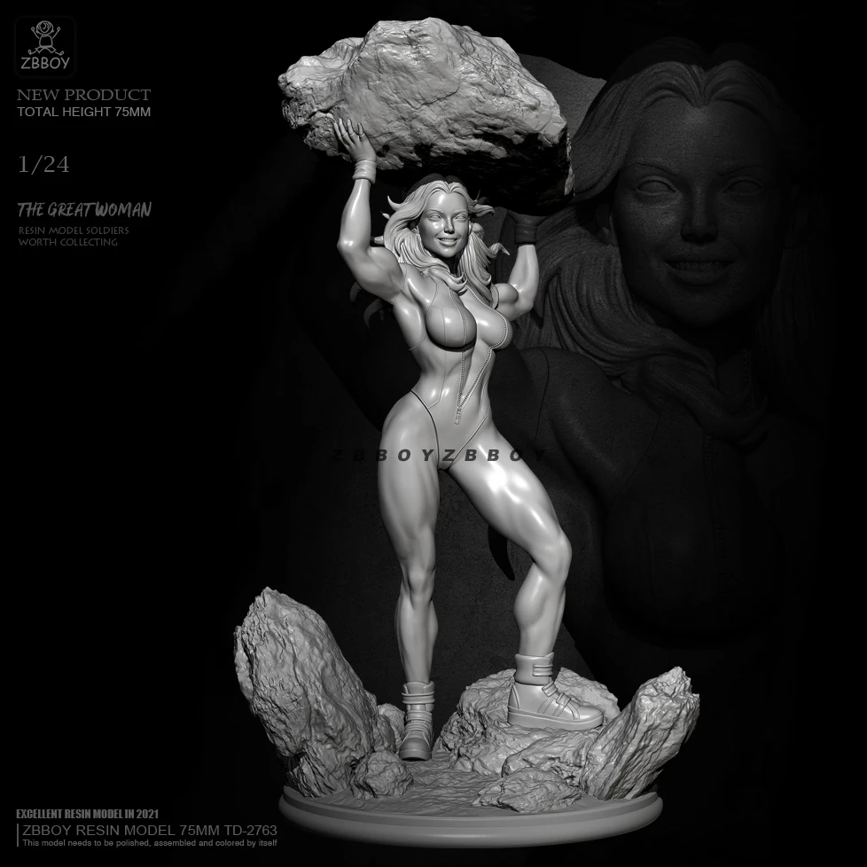 

75mm 1/24Resin model kits figure beauty colorless and self-assembled TD-2763