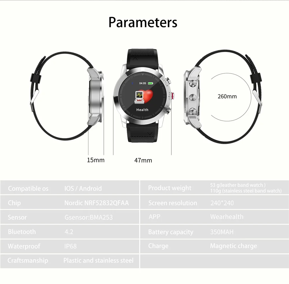 S10 Смарт-часы для мужчин сердечного ритма кровяное давление Bluetooth Smartwatch водонепроницаемый IP68 фитнес-трекер спортивный смарт-браслет