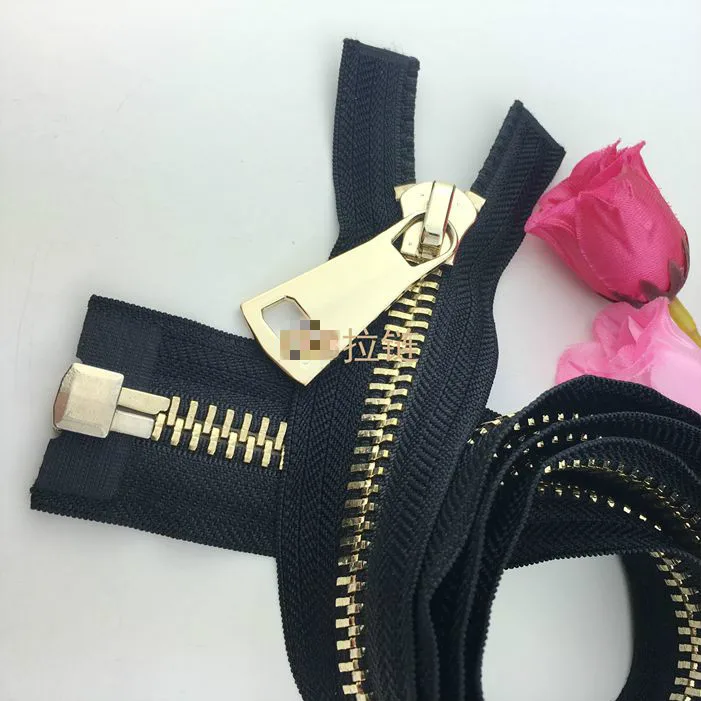 10 # Высококачественная открытая молния золотистая серебристая металлическая