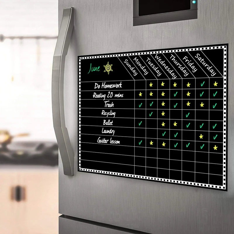 1 Набор Черная магнитная доска меню Еженедельный планировщик еды сухая стирания