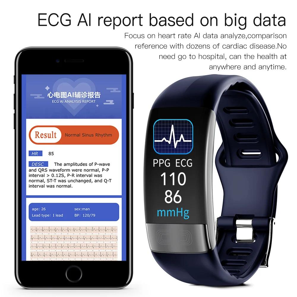 Смарт-часы для мужчин и женщин класс защиты IP67 ЭКГ HRV спортивный фитнес-трекер