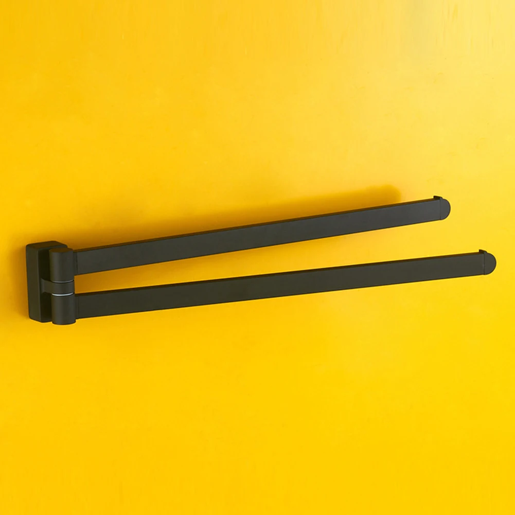 

Hotel Wall Mounted Rotatable Towel Bar Smooth Home Accessory Dual Hanger Stainless Steel Storage Shelf Kitchen Rustproof