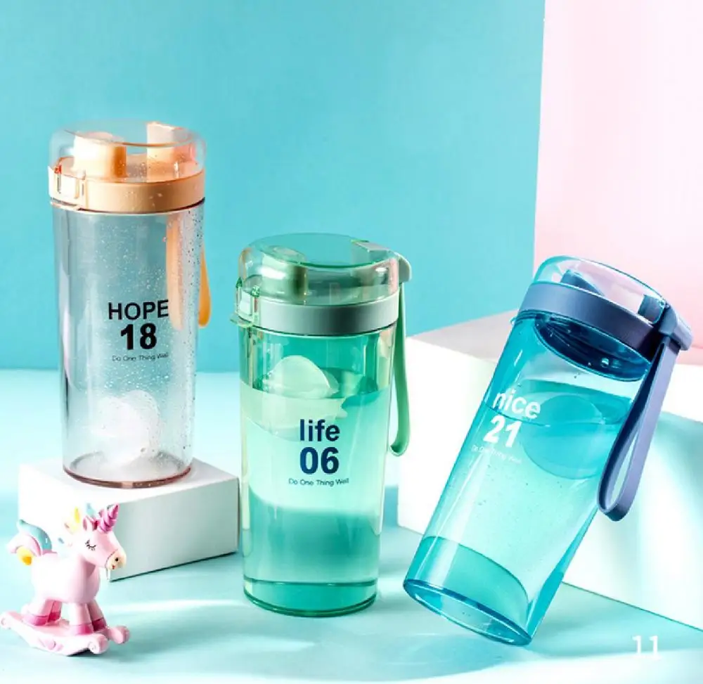 

BPA Free Outdoor Shaker Water Bottles 400ml Plastic sports bottle with Stirring Ball Fitness leak-proof Drinkware Cup